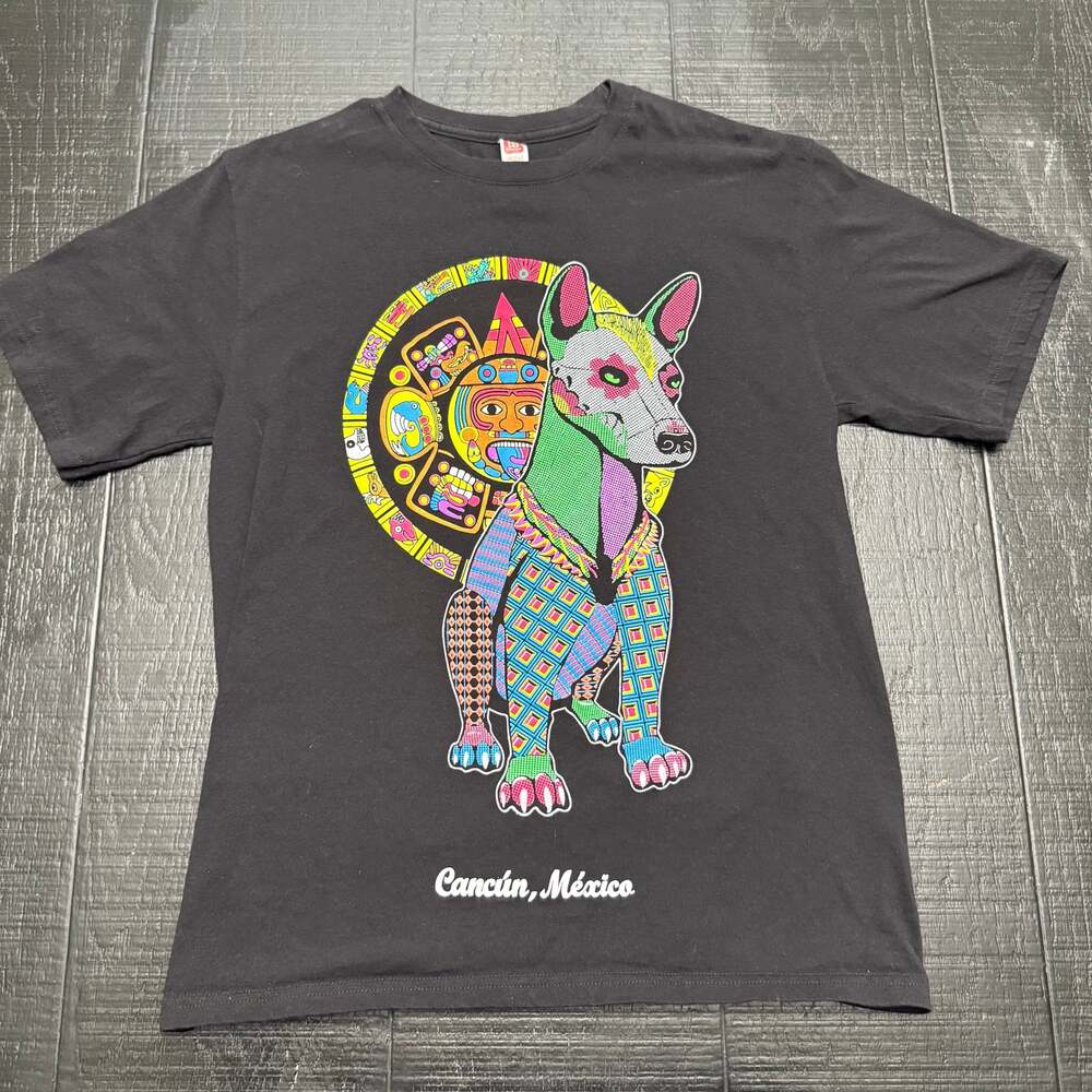 Acapulco Mexico Neon Chihuahua Day Of The Dead Beach Shirt Black Adult Large